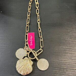 Lilly Pulitzer Goldtone Seashell Charm Necklace NWT Retail $58
